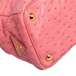 Pre Owned Prada Pink Ostrich Small Galleria Tote