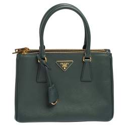 Pre Owned Prada Green Saffiano Leather Small Galleria Tote
