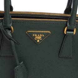 Pre Owned Prada Green Saffiano Leather Small Galleria Tote