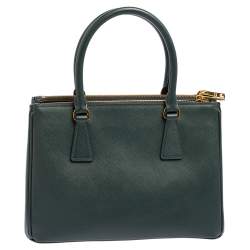 Pre Owned Prada Green Saffiano Leather Small Galleria Tote