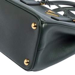 Pre Owned Prada Green Saffiano Leather Small Galleria Tote