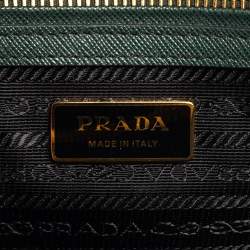Pre Owned Prada Green Saffiano Leather Small Galleria Tote