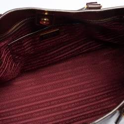 Pre Owned Prada Burgundy Saffiano Vernice Leather Large Gardener's Tote