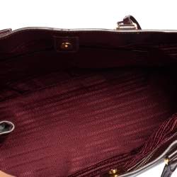 Pre Owned Prada Burgundy Saffiano Vernice Leather Large Gardener's Tote