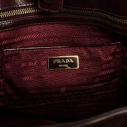 Pre Owned Prada Burgundy Saffiano Vernice Leather Large Gardener's Tote