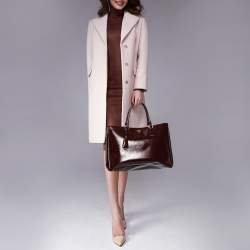 Pre Owned Prada Burgundy Saffiano Vernice Leather Large Gardener's Tote