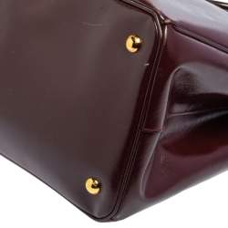 Pre Owned Prada Burgundy Saffiano Vernice Leather Large Gardener's Tote