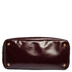 Pre Owned Prada Burgundy Saffiano Vernice Leather Large Gardener's Tote