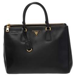 Pre Owned Prada Black Saffiano Lux Leather Large Galleria Tote