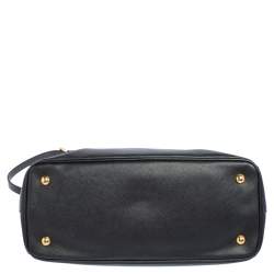 Pre Owned Prada Black Saffiano Lux Leather Middle Zip Tote