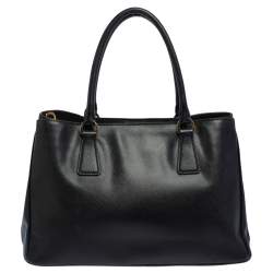 Pre Owned Prada Black Saffiano Lux Leather Middle Zip Tote