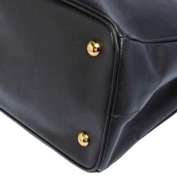 Pre Owned Prada Black Saffiano Lux Leather Middle Zip Tote