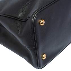 Pre Owned Prada Black Saffiano Lux Leather Middle Zip Tote