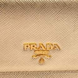 Pre Owned Prada Gold Saffiano Leather Flap Slim Wallet