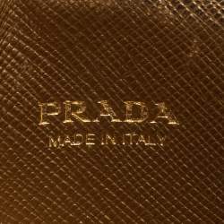 Pre Owned Prada Gold Saffiano Leather Flap Slim Wallet