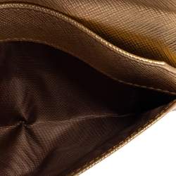 Pre Owned Prada Gold Saffiano Leather Flap Slim Wallet