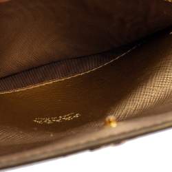 Pre Owned Prada Gold Saffiano Leather Flap Slim Wallet