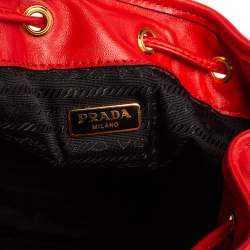 Pre Owned Prada Orange Leather Duet Bucket Shoulder Bag 