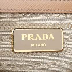 Pre Owned Prada Beige Saffiano Vernice Leather Mini Galleria Tote