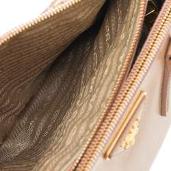 Pre Owned Prada Beige Saffiano Vernice Leather Mini Galleria Tote