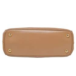 Pre Owned Prada Beige Saffiano Vernice Leather Mini Galleria Tote