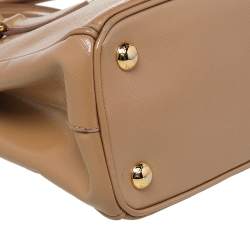Pre Owned Prada Beige Saffiano Vernice Leather Mini Galleria Tote