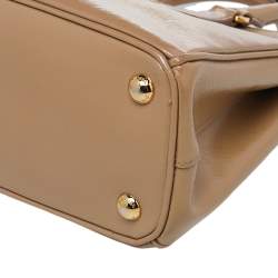 Pre Owned Prada Beige Saffiano Vernice Leather Mini Galleria Tote