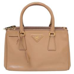 Pre Owned Prada Beige Saffiano Vernice Leather Mini Galleria Tote