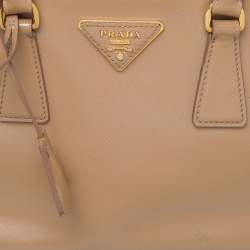 Pre Owned Prada Beige Saffiano Vernice Leather Mini Galleria Tote
