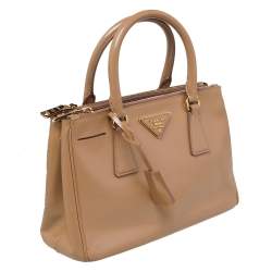 Pre Owned Prada Beige Saffiano Vernice Leather Mini Galleria Tote