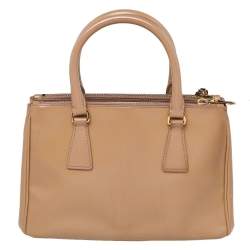 Pre Owned Prada Beige Saffiano Vernice Leather Mini Galleria Tote