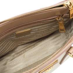 Pre Owned Prada Beige Saffiano Vernice Leather Mini Galleria Tote