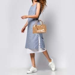 Pre Owned Prada Beige Saffiano Vernice Leather Mini Galleria Tote