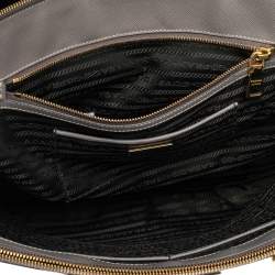 Pre Owned Prada Grey Saffiano Lux Leather Executive Galleria Tote