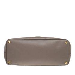 Pre Owned Prada Grey Saffiano Lux Leather Executive Galleria Tote