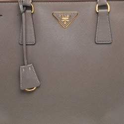 Pre Owned Prada Grey Saffiano Lux Leather Executive Galleria Tote