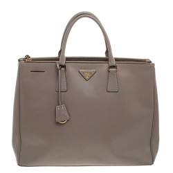 Pre Owned Prada Grey Saffiano Lux Leather Executive Galleria Tote