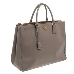 Pre Owned Prada Grey Saffiano Lux Leather Executive Galleria Tote