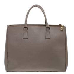 Pre Owned Prada Grey Saffiano Lux Leather Executive Galleria Tote