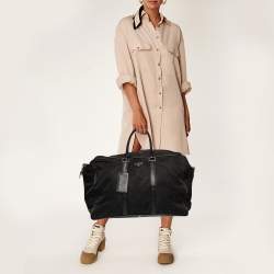 Pre Owned Prada Black Nylon and Leather Logo Duffel Bag