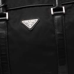 Pre Owned Prada Black Nylon and Leather Logo Duffel Bag