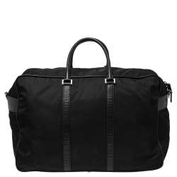 Pre Owned Prada Black Nylon and Leather Logo Duffel Bag