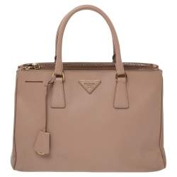 Pre Owned Prada Dusty Pink Saffiano Lux Leather Medium Galleria Tote
