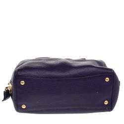 Pre Owned Prada Purple Pebbled Leather Bauletto Satchel