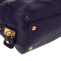 Pre Owned Prada Purple Pebbled Leather Bauletto Satchel