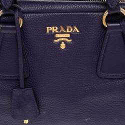 Pre Owned Prada Purple Pebbled Leather Bauletto Satchel