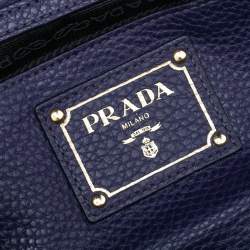 Pre Owned Prada Purple Pebbled Leather Bauletto Satchel