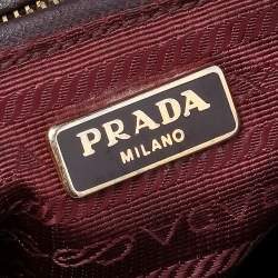 Pre Owned Prada Burgundy Quilted Nylon Pushlock Crossbody Bag