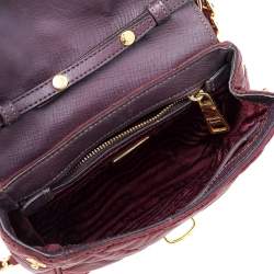 Prada Burgundy Quilted Nylon Pushlock Crossbody Bag