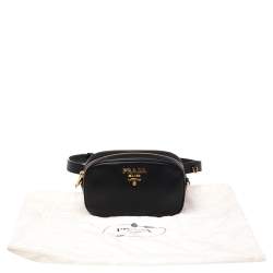 Pre Owned Prada Black Saffiano Lux Leather Belt Bag